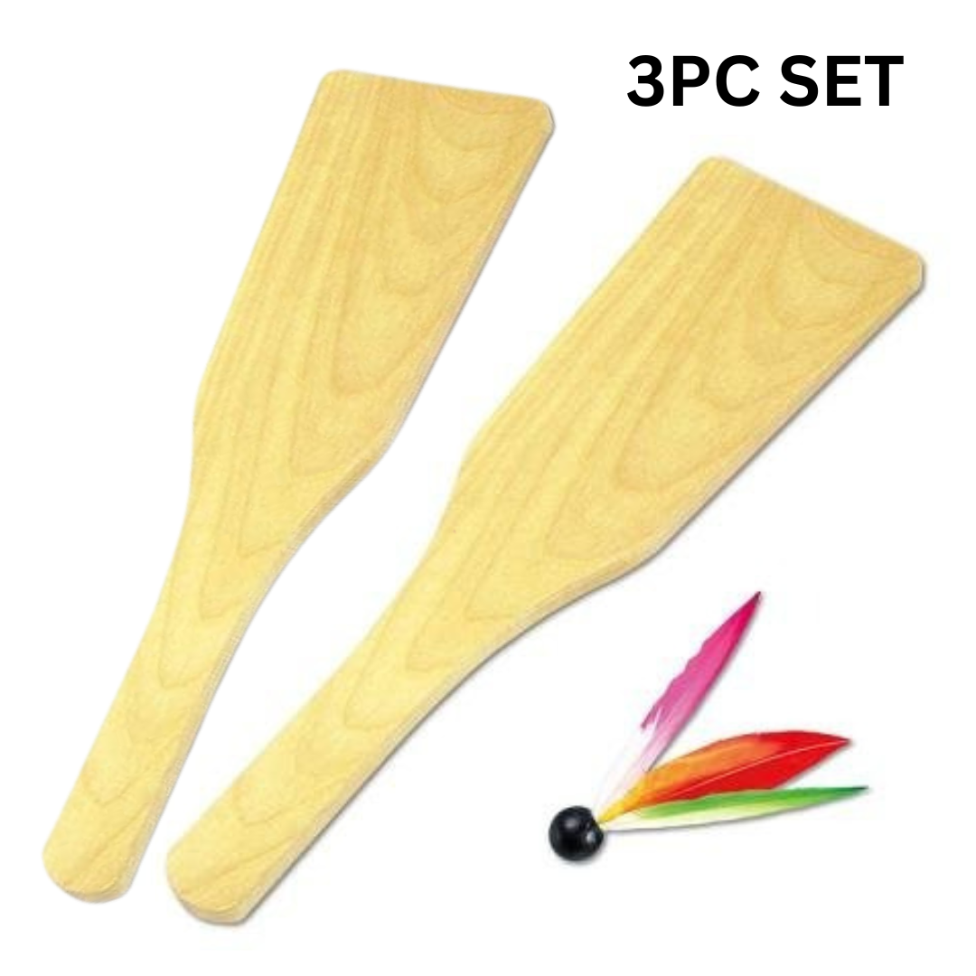 3PC Hagoita Paddle & Shuttlecock Set