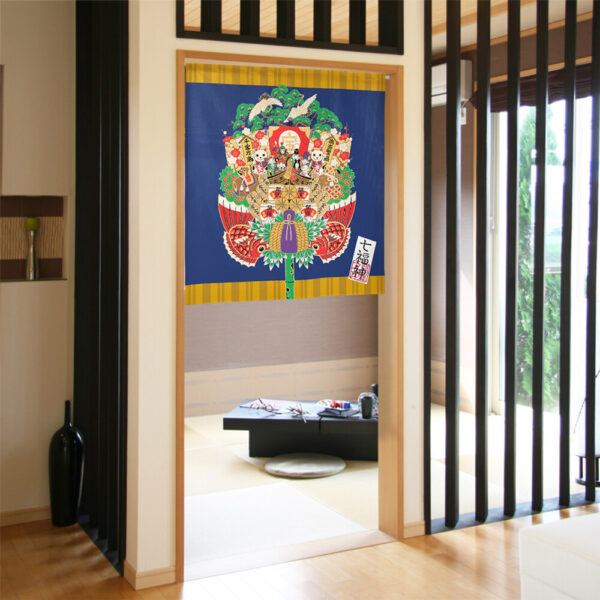 Lucky charms and symbols of Japan Noren 85x90cm