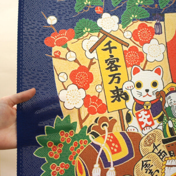 Lucky charms and symbols of Japan Noren 85x90cm
