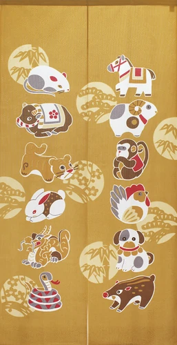 12 Zodiac Animals Noren 85x150cm