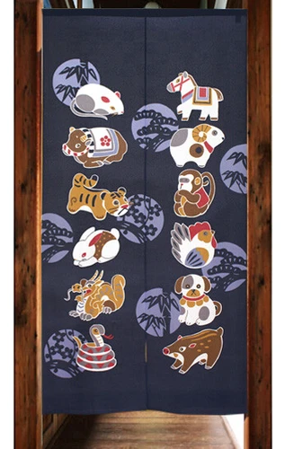 12 Zodiac Animals Noren 85x150cm