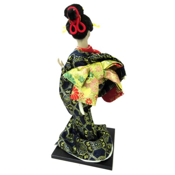 Lady in Traditional Kimono Outfit with Sakura-Patterned Sensu Fan Doll Figurine Classroom Display (B)