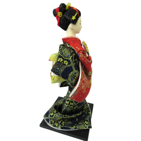 Lady in Traditional Kimono Outfit with Sakura-Patterned Sensu Fan Doll Figurine Classroom Display (B)