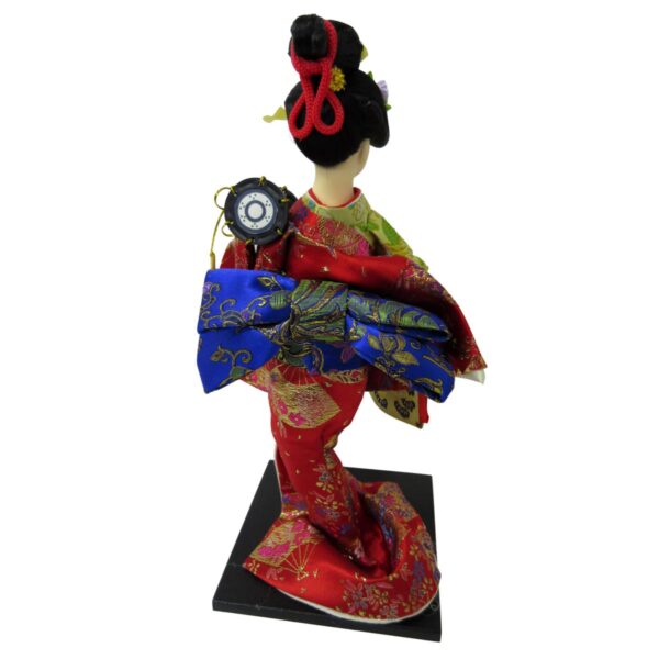 Japanese Lady in Traditional Kimono Outfit with Hand-held Taiko Drum Doll Figurine Classroom Display