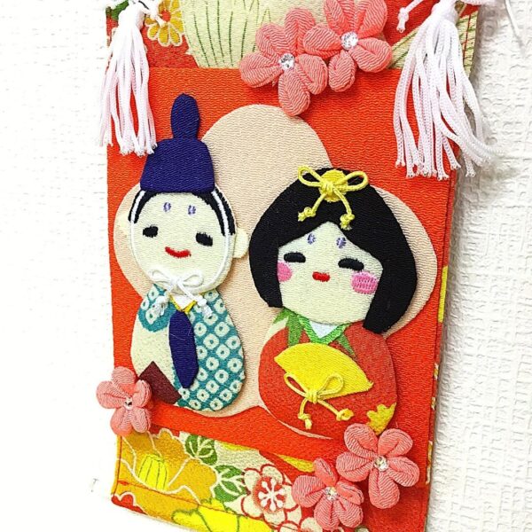 Chirimen Fabric Orange Hinamatsuri Tapestry Hanging Decoration Ornament