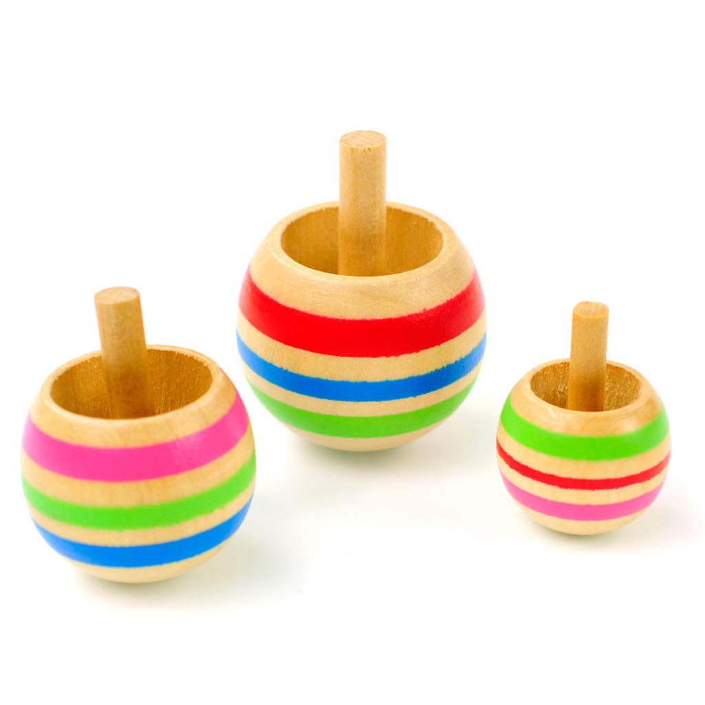 Wooden Self-Inverting Handspun Koma Tippe Top 3PC Set