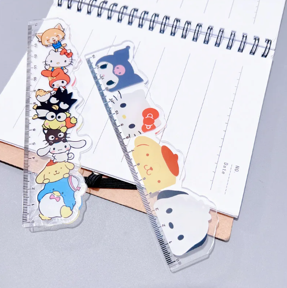 Cute Sanrio Anime Character Transparent 15cm Plastic Ruler 10 Pack