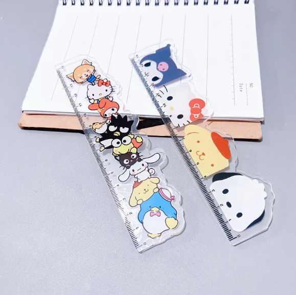 Cute Sanrio Anime Character Transparent 15cm Plastic Ruler 10 Pack