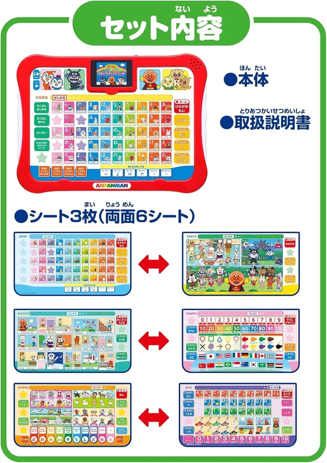 Anpanman Look, Touch, Learn, Colour Hiragana Navigation Kids Tablet
