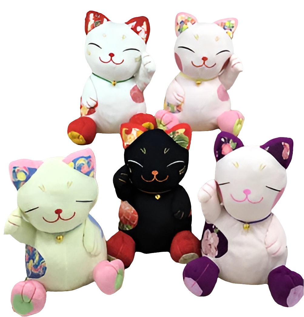 Beckoning Cat Maneki Neko Chirimen Fabric Decorative Plushie
