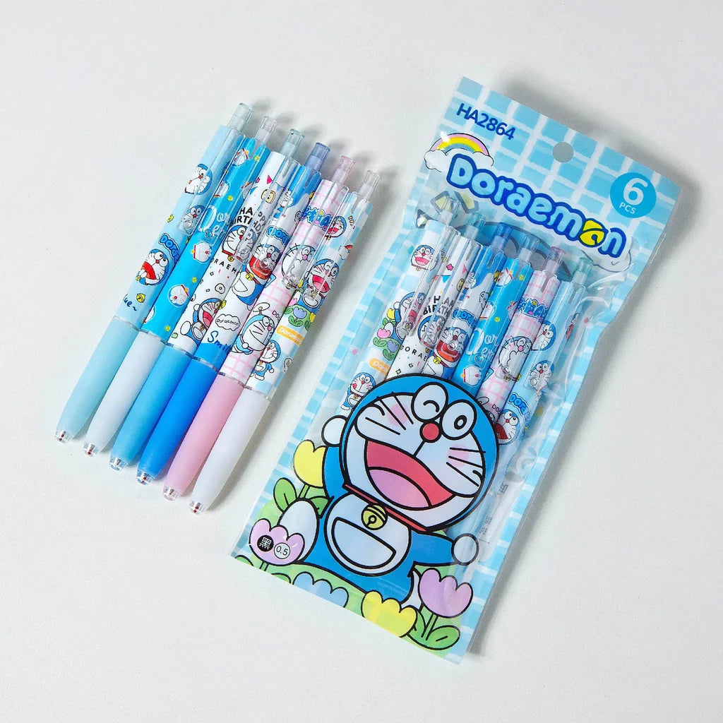Doraemon Retractable Gel Pens Assorted 6 Pack