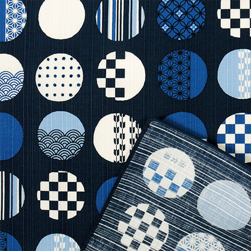 Furoshiki – Traditional Japanese Circular-Shaped Patterns (Navy)