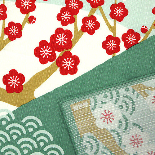 Furoshiki – Plum Blossom Viewing by Mt. Fuji Emerald Green