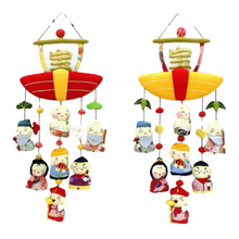 Chirimen Fabric Dangling Seven Good Fortune Deities Hanging Decoration Ornament