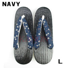 L/26cm Wooden Geta for females (navy)