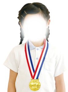 3D Metal Gold Medal with Lion & Elephant Friends 「よくがんばりました」⌀60mm