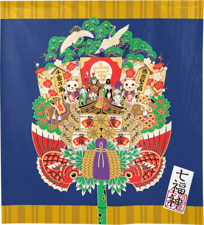 Lucky charms and symbols of Japan Noren 85x90cm
