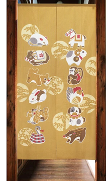 12 Zodiac Animals Noren 85x150cm