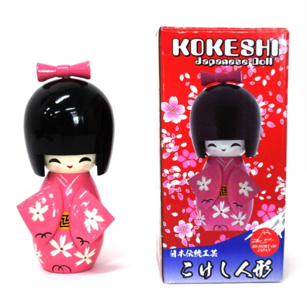 Wooden Kimono Kokeshi Doll 14cm (Pink)