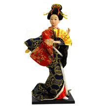 Lady in Traditional Kimono Outfit with Sakura-Patterned Sensu Fan Doll Figurine Classroom Display (B)