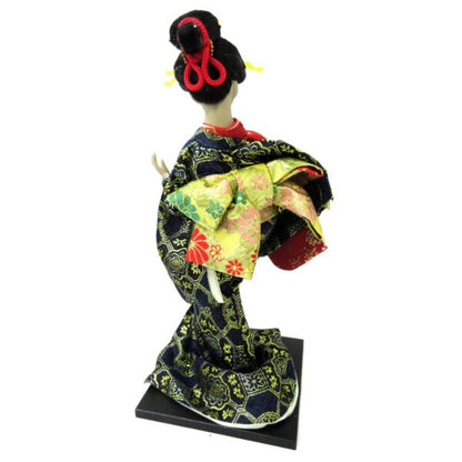 Lady in Traditional Kimono Outfit with Sakura-Patterned Sensu Fan Doll Figurine Classroom Display (B)