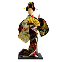 Lady in Traditional Kimono Outfit with Sakura-Patterned Sensu Fan Doll Figurine Classroom Display (A)