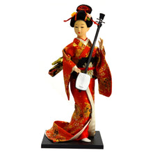 Lady in Traditional Kimono Outfit Playing Shamisen Instrument Doll Figurine Classroom Display