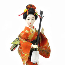 Lady in Traditional Kimono Outfit Playing Shamisen Instrument Doll Figurine Classroom Display