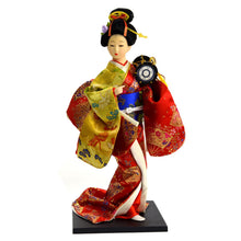 Japanese Lady in Traditional Kimono Outfit with Hand-held Taiko Drum Doll Figurine Classroom Display