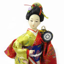Japanese Lady in Traditional Kimono Outfit with Hand-held Taiko Drum Doll Figurine Classroom Display