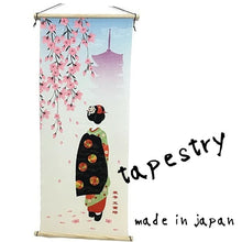 Wall Hanging Scroll Chirimen Tapestry - Maiko w/ Pagoda silhouette