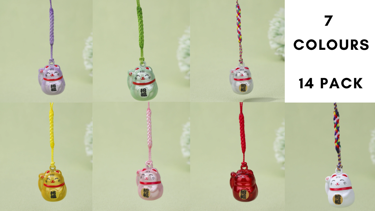 Assorted Maneki Neko Charm Accesories 14 Pack