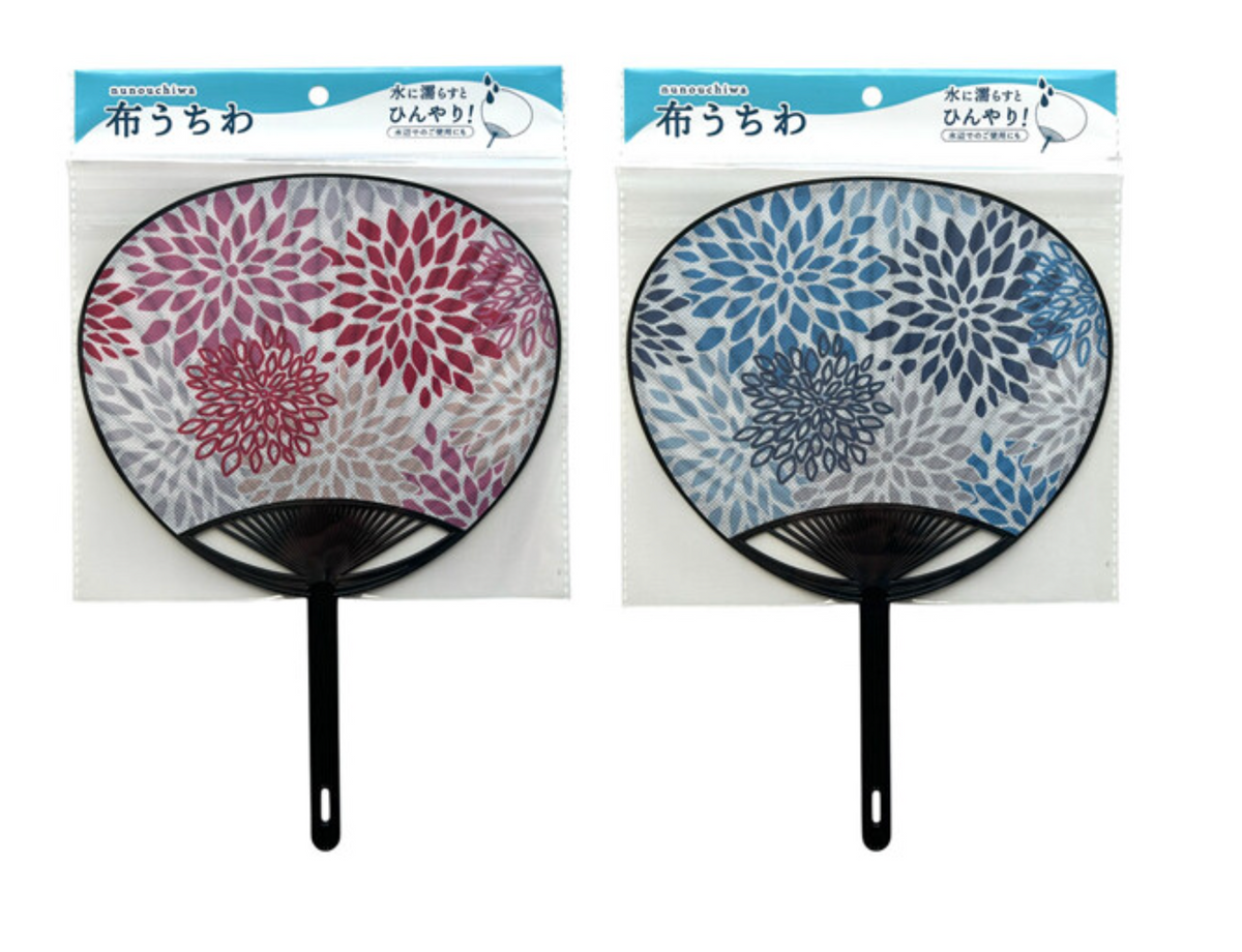 Japanese Floral Pattern Cloth Uchiwa Fan