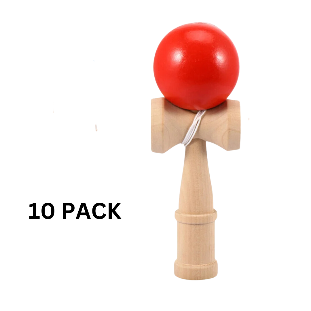 Wooden Kendama (Red Ball) 10 Pack