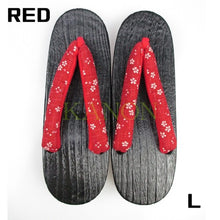 L/26cm Wooden Geta for females (maroon red)