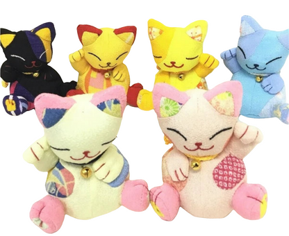 Beckoning Cat Maneki Neko Chirimen Fabric Decorative Plushie
