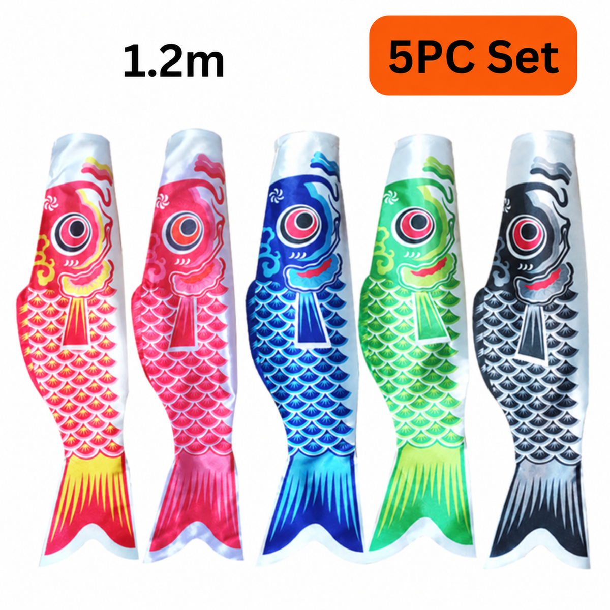 1.2m Koinobori Carp Streamer 5PC Set (5 colours) [pole sold separately]