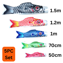 50cm-1.5m Koinobori Carp Streamer 5PC Set (5 colours, 5 sizes) [pole sold separately] image 0