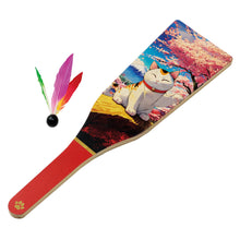 1x Maneki Neko Wooden Hagoita Paddle & Shuttlecock Set