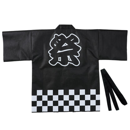 Budget Non-woven Matsuri Happi with belt for Adults [BLACK]