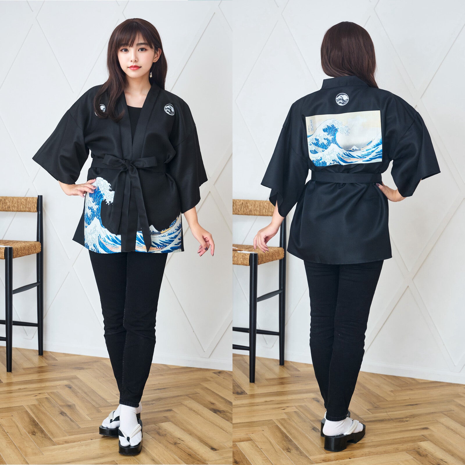 Unisex The Great Wave Hokusai Ukiyo-e Print Happi Coat – Supplies