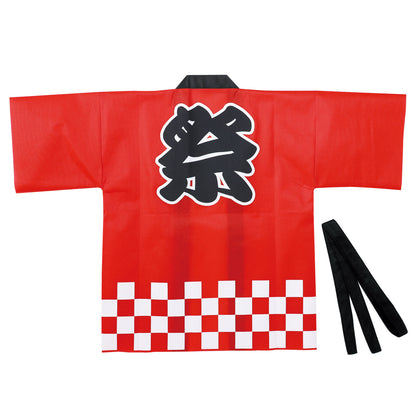 Budget Non-woven Matsuri Happi with belt for Adults [RED]