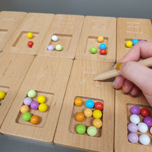 Wooden Japanese Number Kanji Tracing Board Set with Pencils and Tweezers