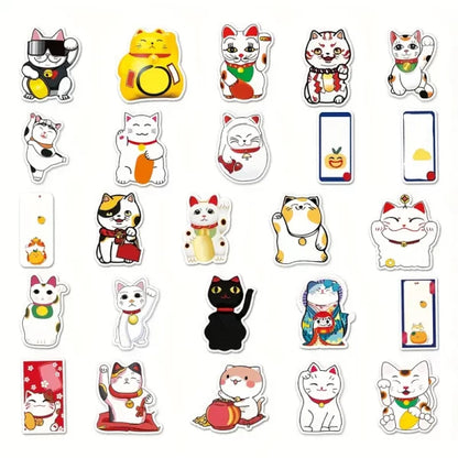 Maneki Neko Fortune Cat Stickers Set of 50