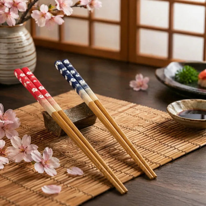 20 Pack Bamboo Cherry Blossom Sakura Chopsticks 19.5cm