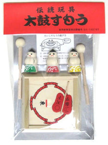 Mini Wooden Taiko Ton Ton Sumo Game Set