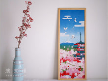Mt. Fuji in Spring with Cherry Blossoms and Pagoda Tenugui (34x90cm)